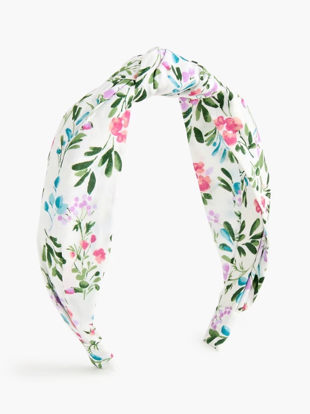 J. Crew Floral Knot Headband - White with Pink, Green & Blue Accents